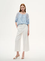 Tencel Blend Embroidered Square Neck Women Blouse GOELIA