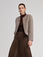 Alpaca Wool Blend Round Neck Women Jacket GOELIA