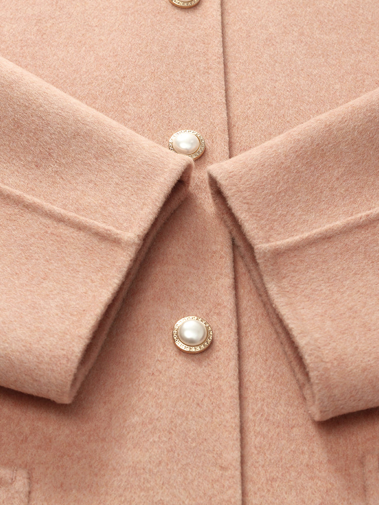 Pure Double-Faced Wool Round Neck Women Jacket GOELIA