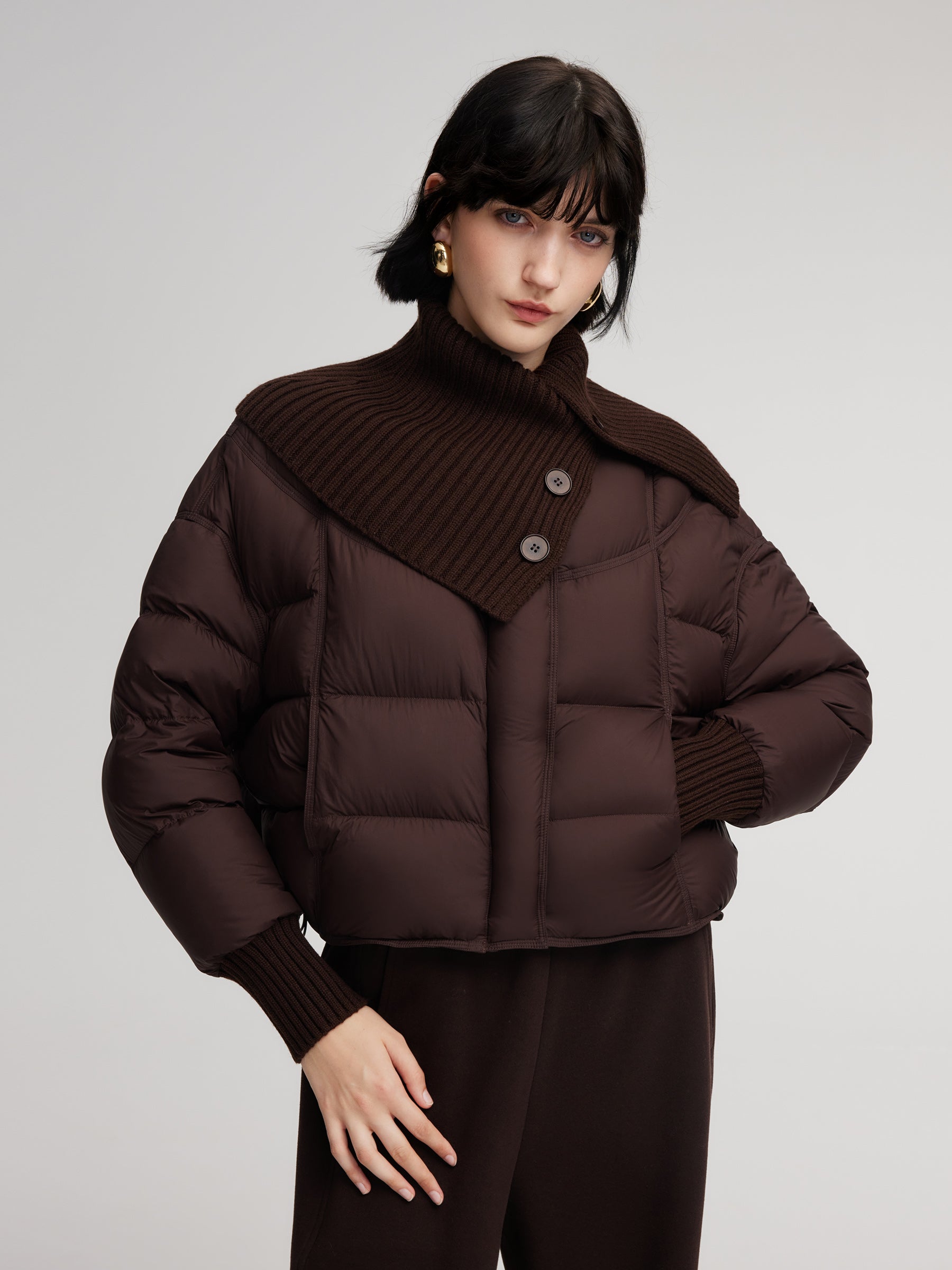 [Preview] Knitted Collar Goose Down Jacket GOELIA