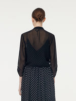 10MM Mulberry Silk 3/4 Sleeve Women Front Knot Shirt GOELIA