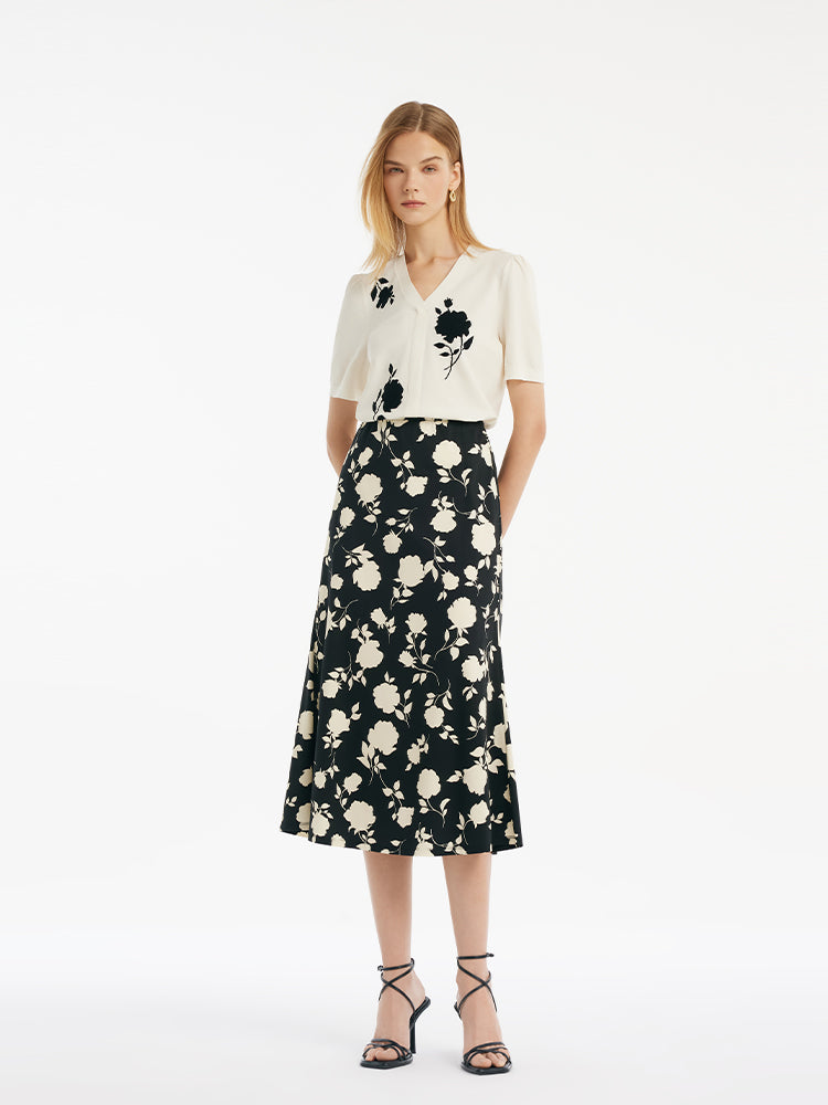 Rose Printed Mermaid Women Half Skirt GOELIA