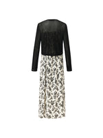 Camellia Printed Spaghetti Strap Dress And Knitted Cardigan Two-Piece Set GOELIA