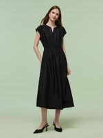 18MM Xiang Yun Silk Women Elastic Waist Maxi Dress GOELIA