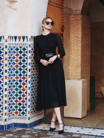 Ruffle Round Neck Women Smocked Maxi Dress GOELIA