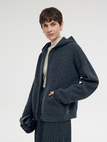 100% Brushed Wool Zip-Up Unisex Hoodie GOELIA