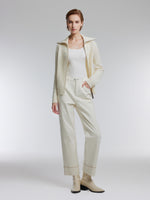[Preview] Wool Yak Blend Cable Knit Women Two-Way Zip Cardigan GOELIA