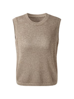 Linen Sequin-Embellished Women Open-Knit Tank Top GOELIA