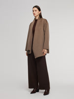 Cashmere Wool Blend Double-Faced Scarf Collar Women Coat GOELIA