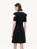 Ruffle Cold Shoulder Women Knit Mini Dress GOELIA