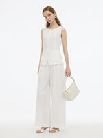 100% Linen Vest And Pants Two-Piece Set GOELIA