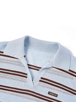 [Preview] Crew Neck Stripe Women Polo Knit Top GOELIA