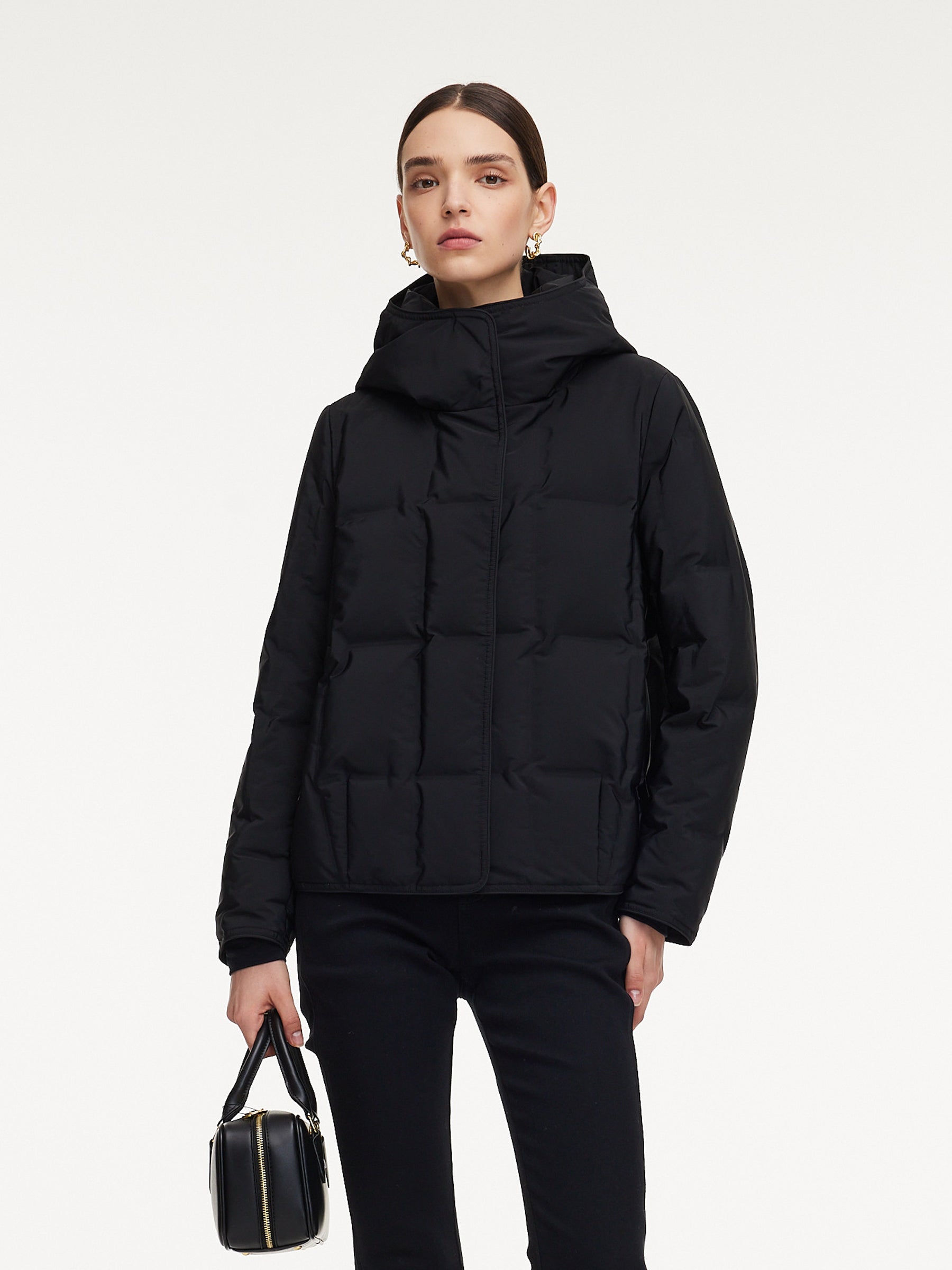 [Preview] Waterproof And Windproof Hooded Goose Down Crop Jacket GOELIA