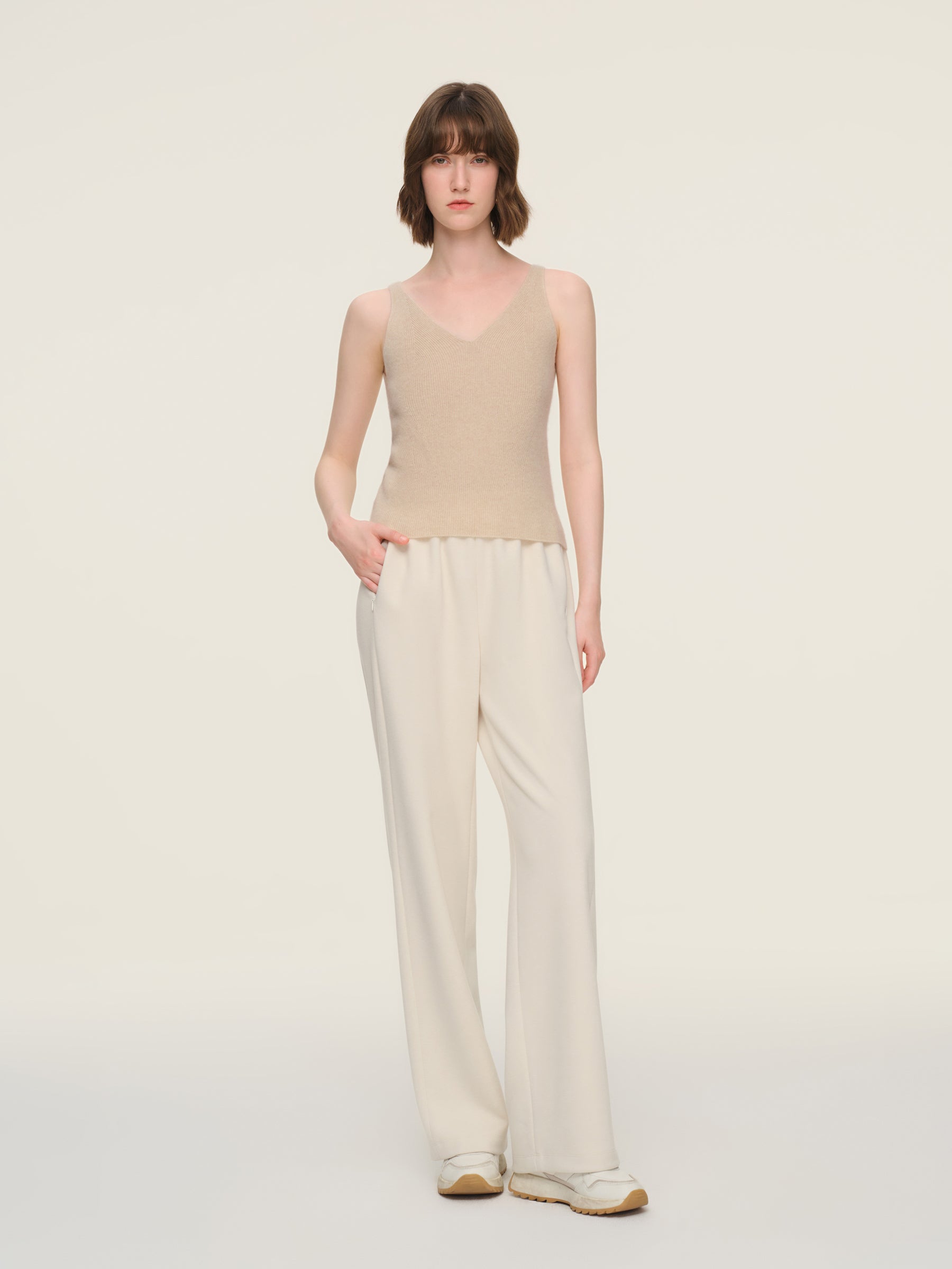 100% Cashmere Seamless Women Knit Tank Top GOELIA