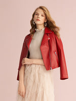 Sheepskin Lapel Crop Women Jacket For Dresses GOELIA