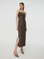 Glitter Women Party Slip Maxi Dress With Detachable Spaghetti Strap GOELIA