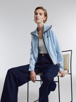 [Preview] Lyocell Wool Blend Contrast Trim Women Zip-Up Cardigan GOELIA