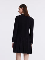 Ruffle Collared Single-Breasted Pleated Women Mini Dress GOELIA