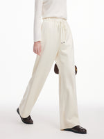 [Preview] Straight Leg Drawstring Waist Women Knit Pants GOELIA