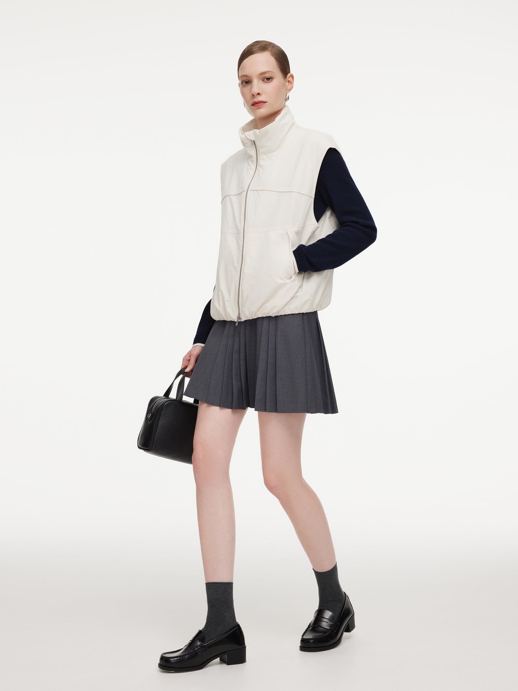 Stand Collar Padded Women Zip-Up Vest GOELIA