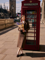 100% Wool Plaid Women Column Skirt GOELIA
