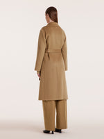 Camel Pure Cashmere Lapel Women Coat GOELIA
