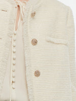 Tweed Collarless Women Crop Jacket GOELIA