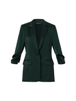 Triacetate Blend Ruched Sleeve Women Blazer GOELIA