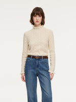 100% Cashmere Ruffle Neck Women Sweater GOELIA