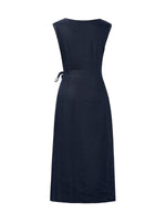 100% Linen Side Tie Women Sleeveless Maxi Dress GOELIA