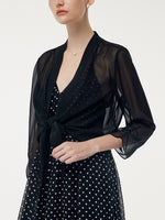 10MM Mulberry Silk 3/4 Sleeve Women Front Knot Shirt GOELIA