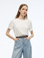 Crew Neck Heart Decorated Convertible Women T-Shirt GOELIA