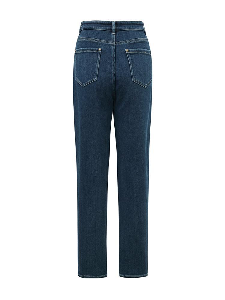 High-Waisted Ankle Length Tapered Denim Jeans GOELIA