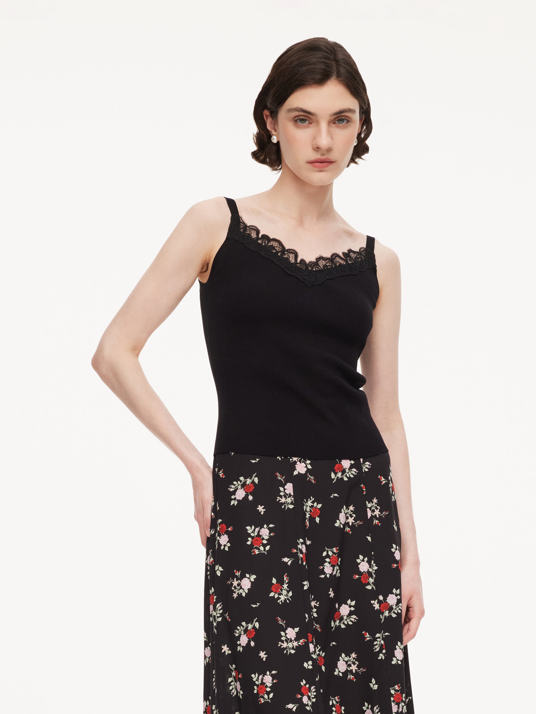 [Preview] Triacetate Lyocell Blend Lace Trim Women Camisole GOELIA