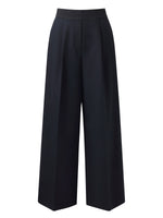 Worsted Wool Blend Straight Wide Leg Women Pants GOELIA
