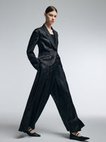 19MM Gambiered Canton Gauze Women Jacquard Straight Leg Pants GOELIA