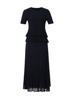 Ruffle Hem Knit Top And A-Line Skirt Two-Piece Set GOELIA
