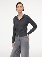 Wool Blend Heart Embroidered Women Hooded Cardigan GOELIA