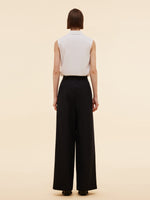 Worsted Wool Blend Straight Wide Leg Women Pants GOELIA