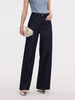 100% Cotton Denim Women Straight Leg Jeans GOELIA