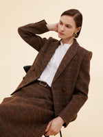 100% Wool Plaid Slim Fit Women Blazer GOELIA