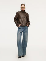 PU Leather Double-Breasted Women Trench Jacket GOELIA