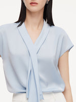 22MM Mulberry Silk Tie Neck Women Blouse GOELIA