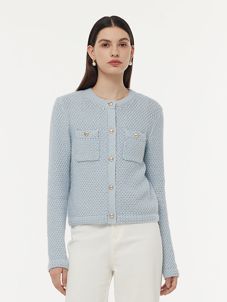 Openwork Long Sleeve Knitted Women Cardigan GOELIA