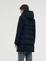 Hooded Goose Down Coat With Knit Cuff GOELIA