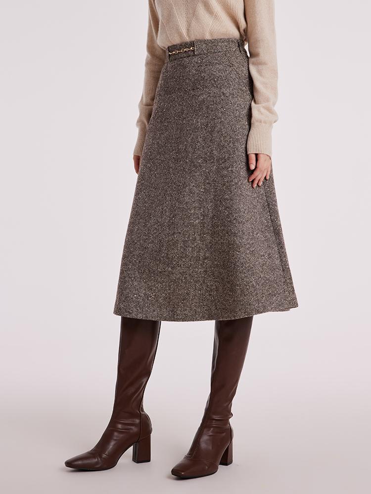 Waisted Washable Woolen Skirt GOELIA