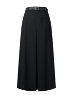 H-Line Pleated Women Skirt With Belt GOELIA