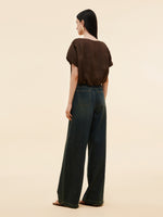 Denim Adjustable Waist Straight Wide Leg Women Jeans GOELIA