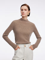 100% Cashmere Seamless Mock Neck Women Sweater GOELIA