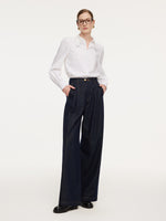 Denim Adjustable Waist Women Wide Leg Jeans GOELIA